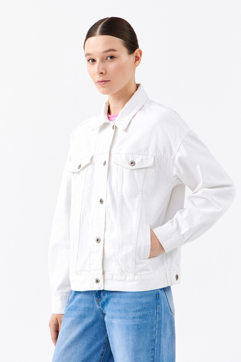 Куртка джинсовая oversize - цвет белый - 3