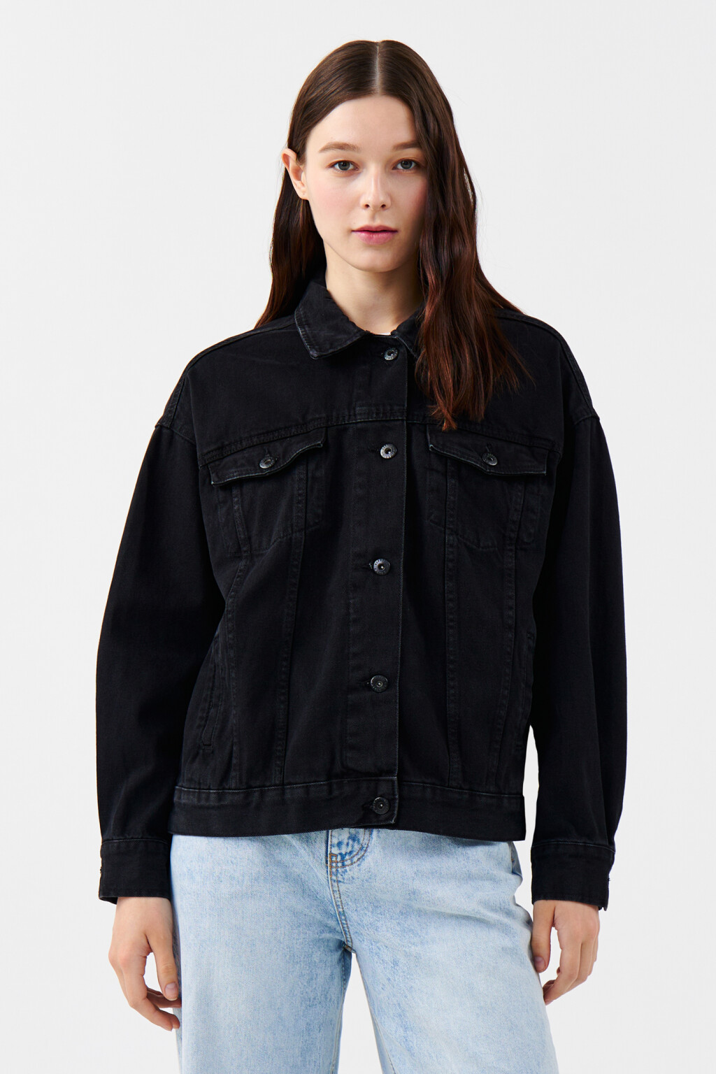 Куртка джинсовая oversize - цвет черный - 2