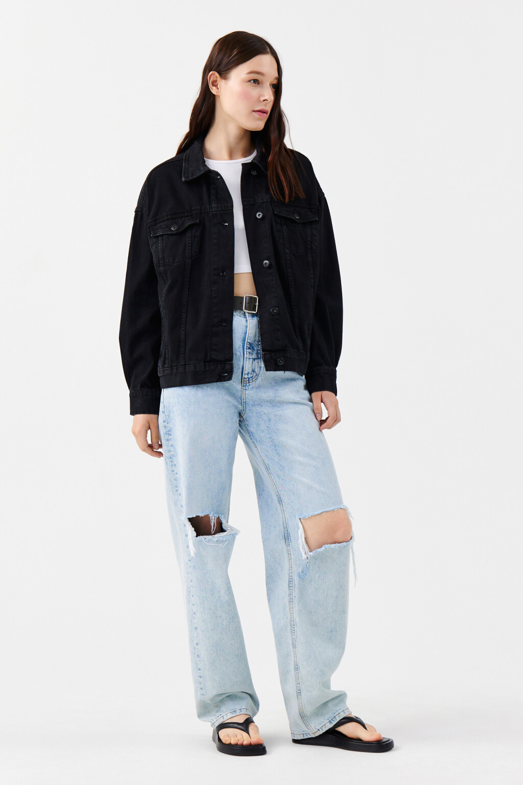 Куртка джинсовая oversize - цвет черный - 1