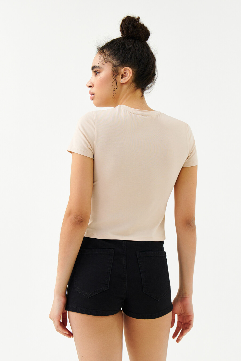 Футболка-топ с надписью - цвет бежевый - 2