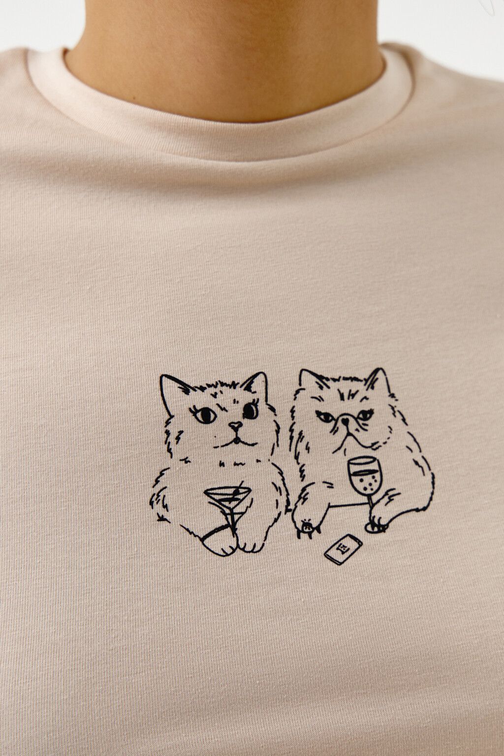 Футболка-топ с надписью - цвет бежевый - 5