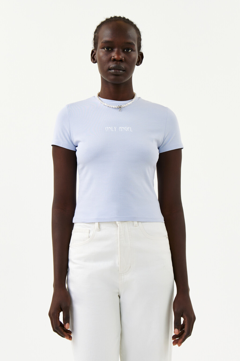 Футболка-топ с надписью - цвет голубой - 1