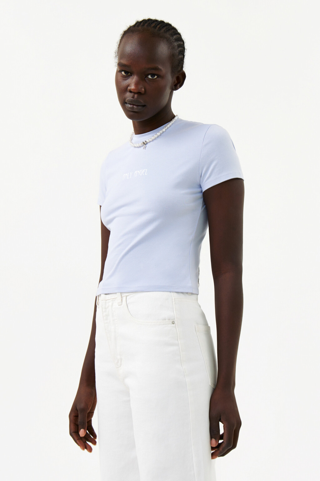 Футболка-топ с надписью - цвет голубой - 3