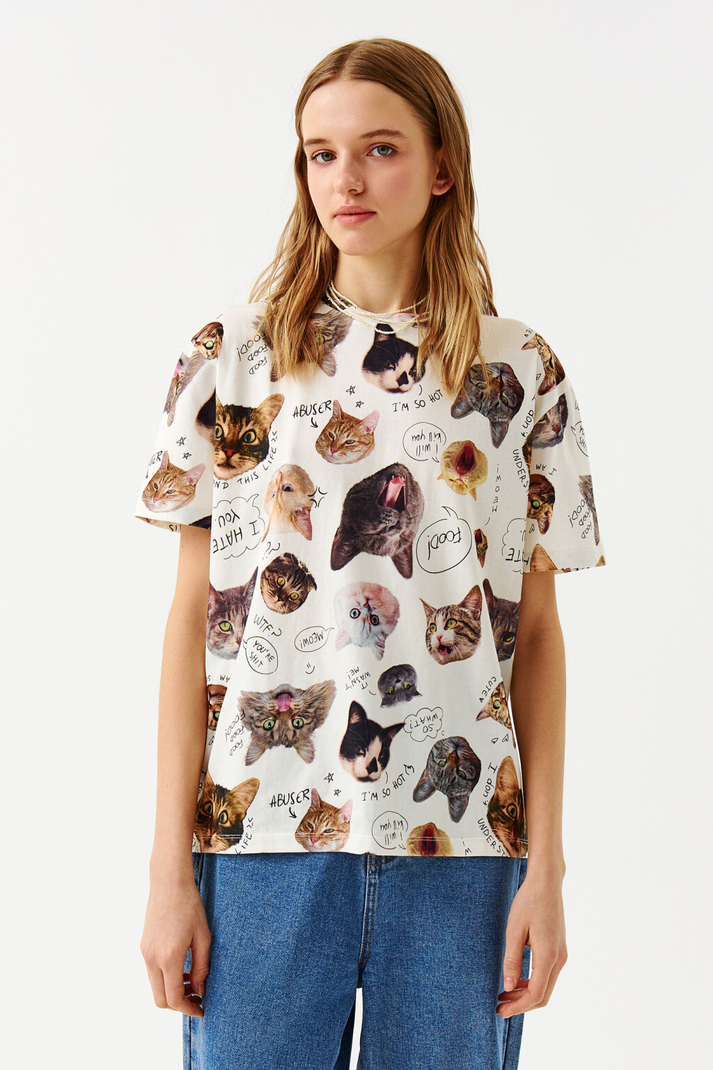 Футболка хлопковая с фотопринтом - цвет белый - 1