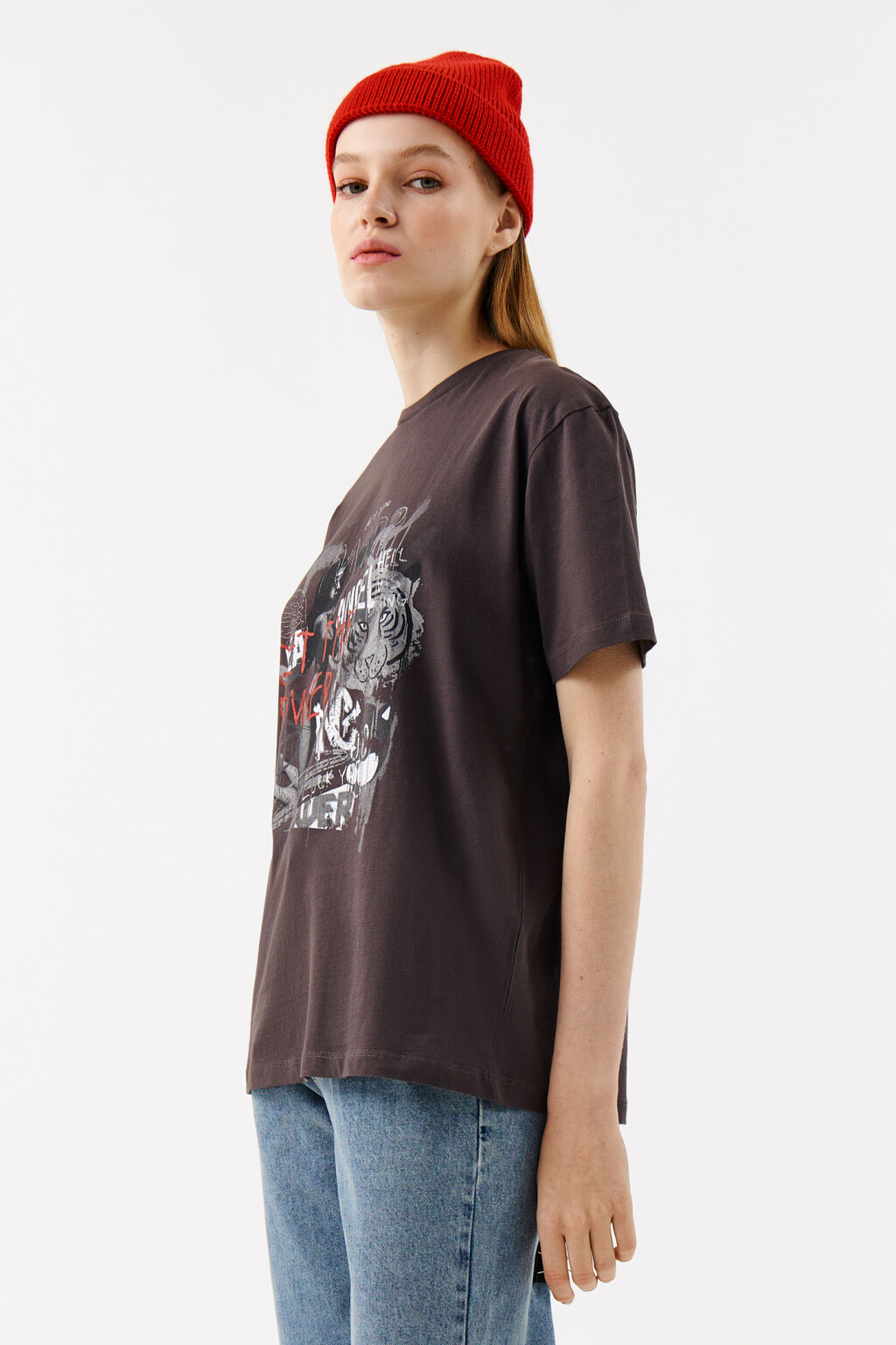 Футболка хлопковая с фотопринтом - цвет серый - 3