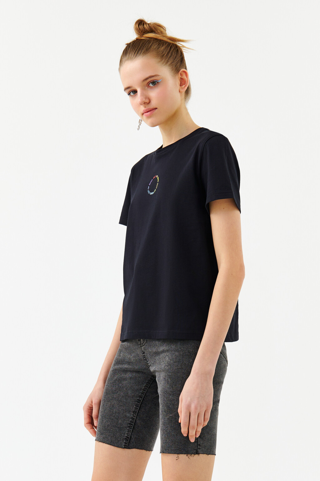 Футболка хлопковая с принтом - цвет черный - 3