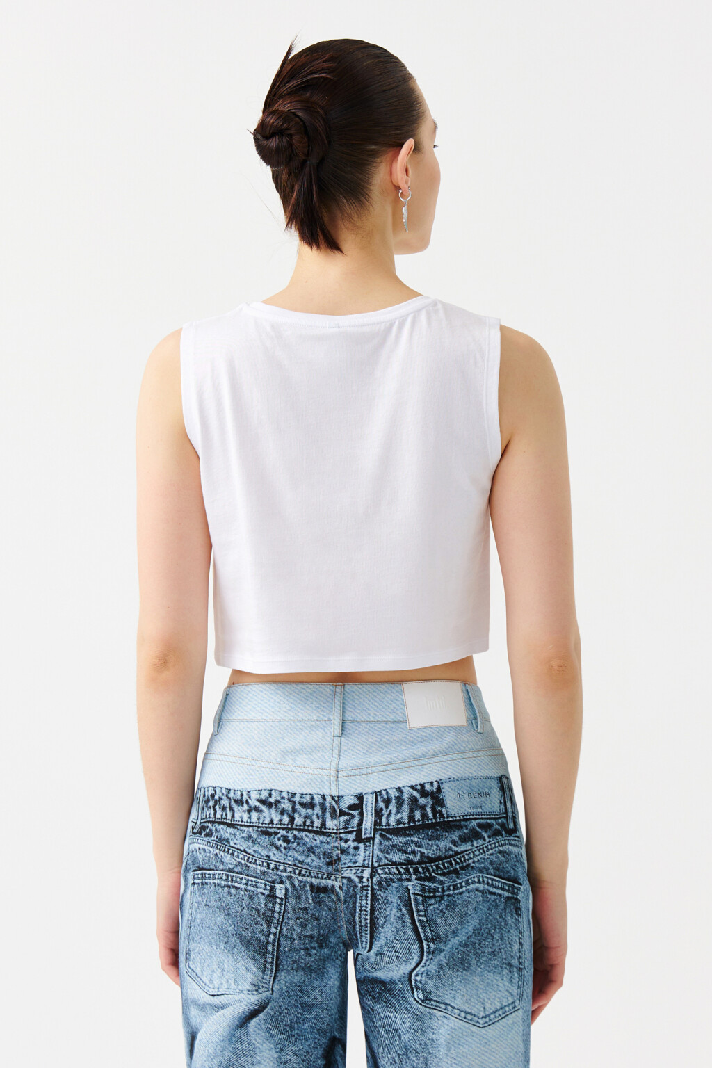 Топ-майка укороченный с принтом - цвет голубой - 2