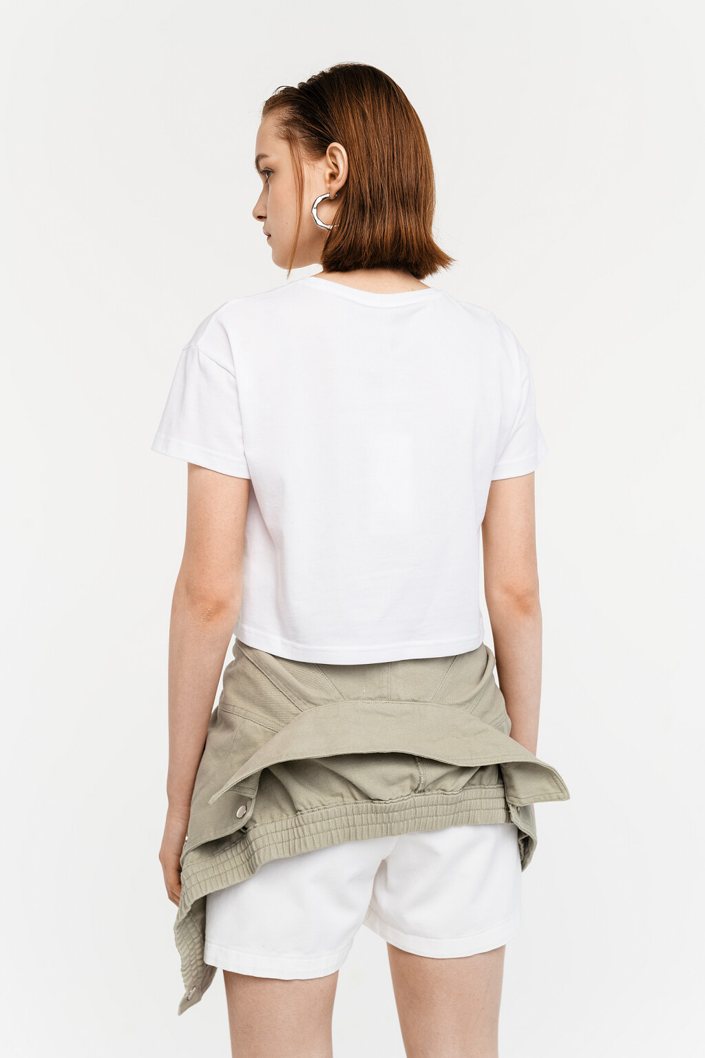 Футболка укороченная с принтом - цвет красный - 2