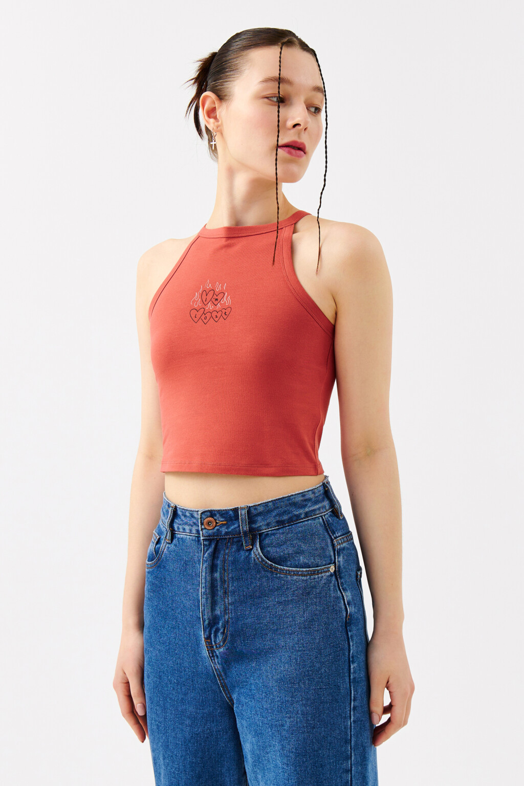 Топ-майка на тонких бретелях - цвет красный - 3