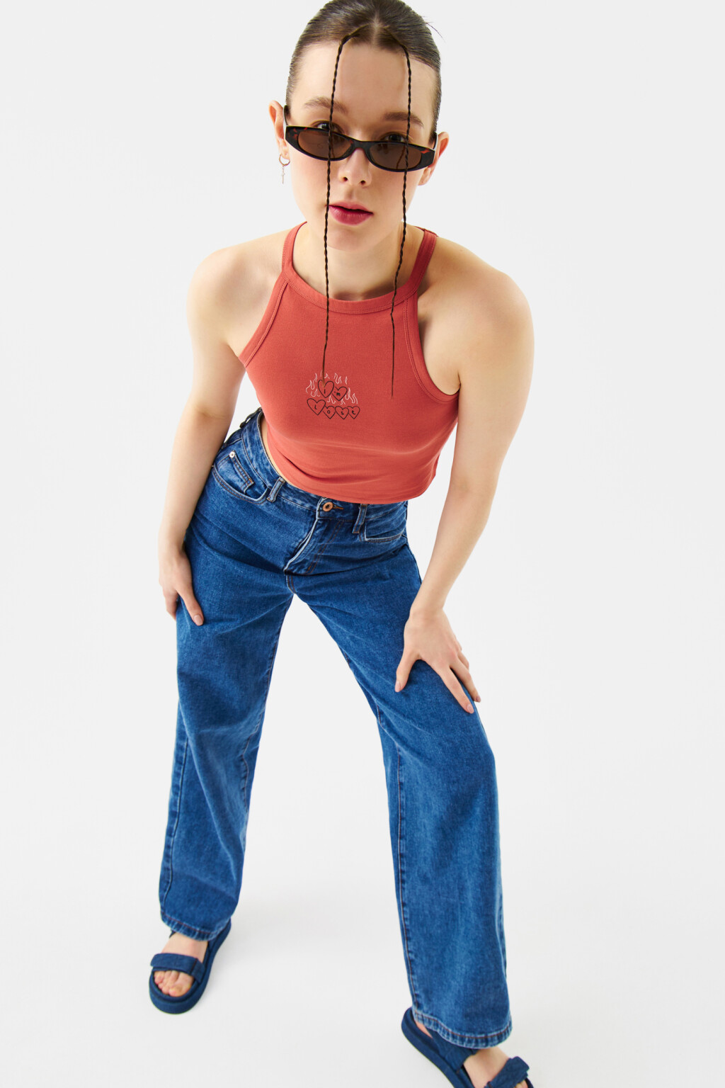 Топ-майка на тонких бретелях - цвет красный - 7