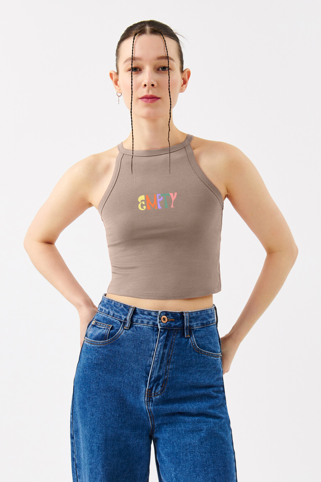 Топ-майка на тонких бретелях - цвет бежевый - 1