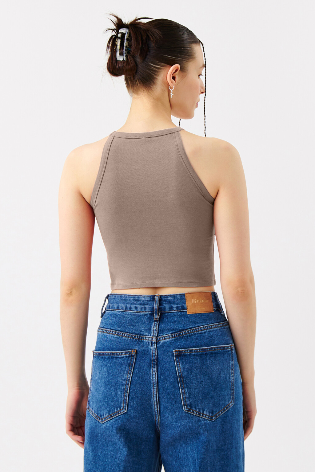 Топ-майка на тонких бретелях - цвет бежевый - 2