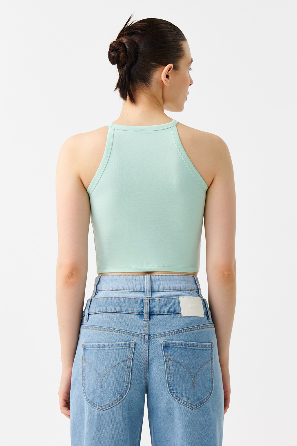 Топ-майка на тонких бретелях - цвет голубой - 2