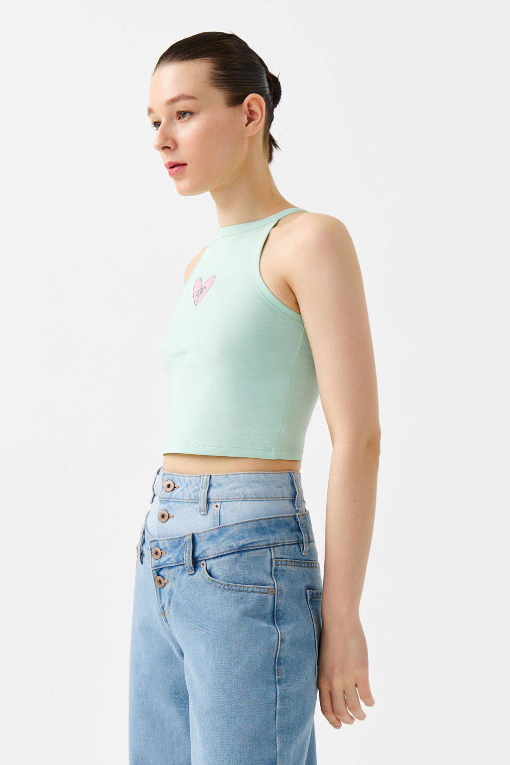 Топ-майка на тонких бретелях - цвет голубой - 3