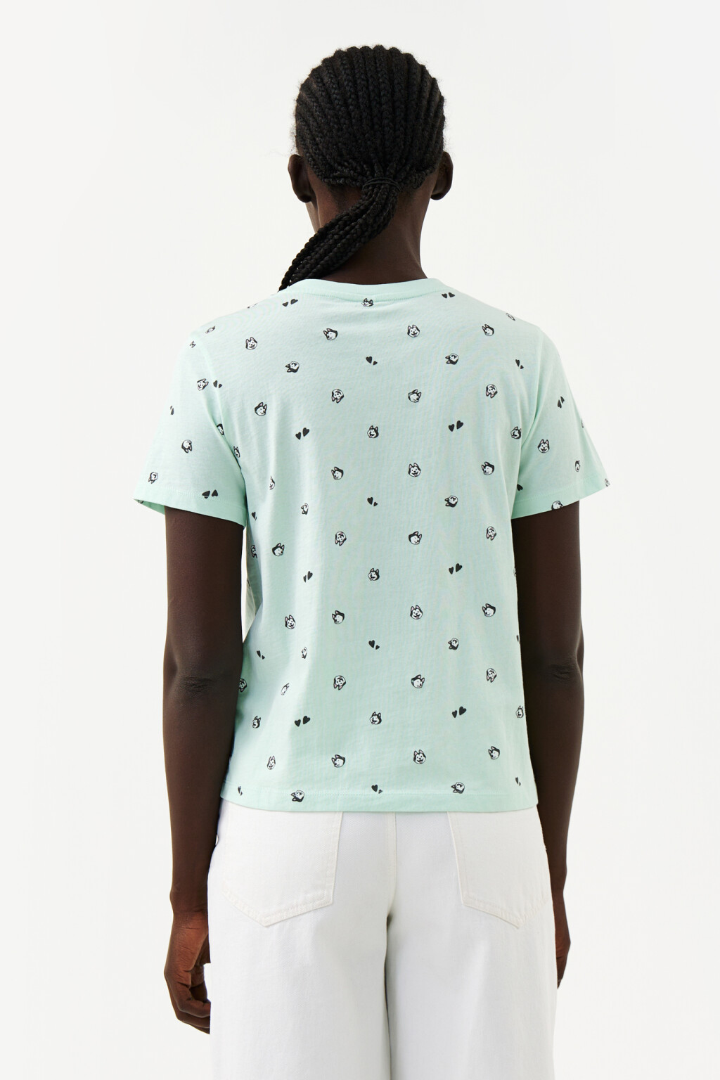 Футболка хлопковая с принтом - цвет голубой - 2