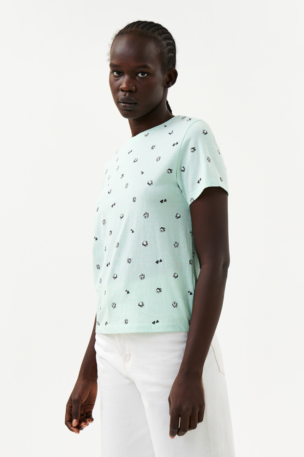 Футболка хлопковая с принтом - цвет голубой - 3