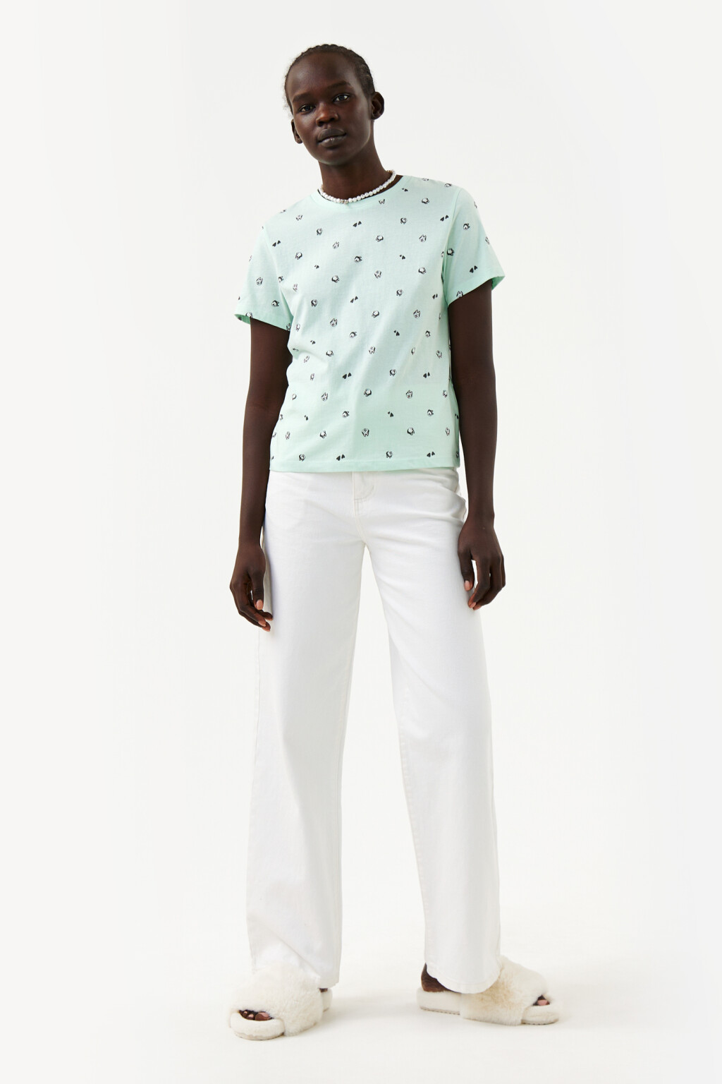 Футболка хлопковая с принтом - цвет голубой - 4