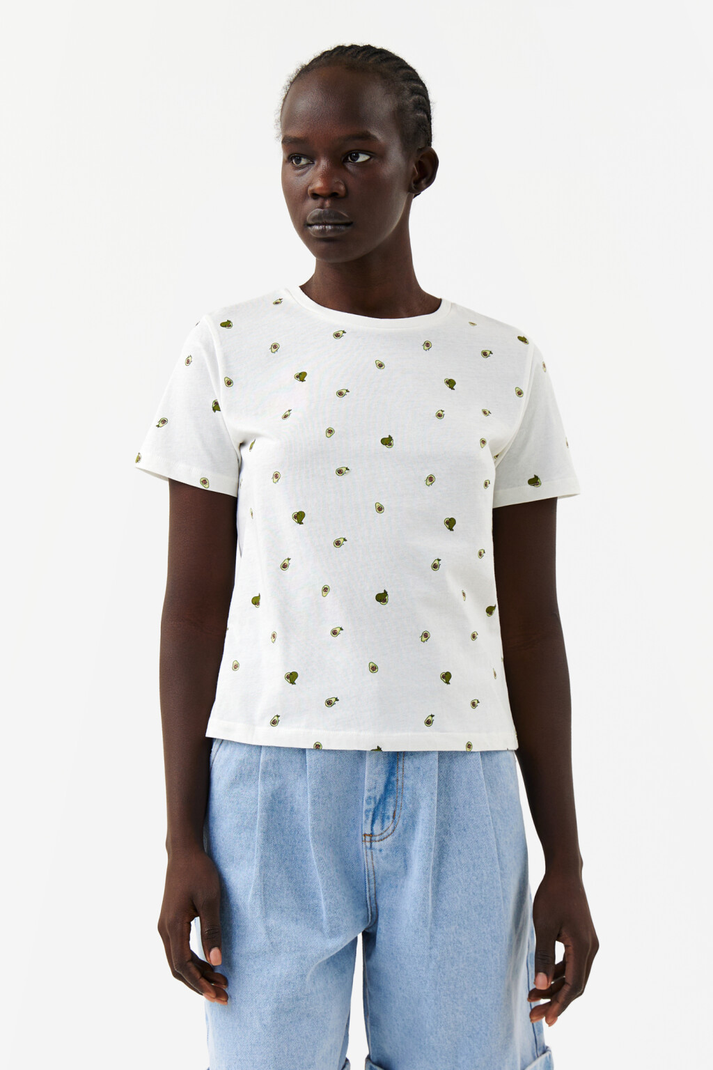 Футболка хлопковая с принтом - цвет белый - 1