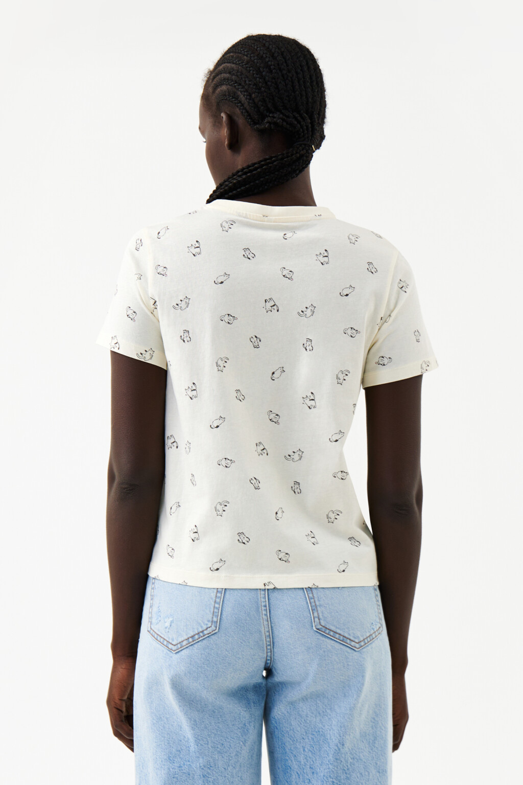 Футболка хлопковая с принтом - цвет белый - 2