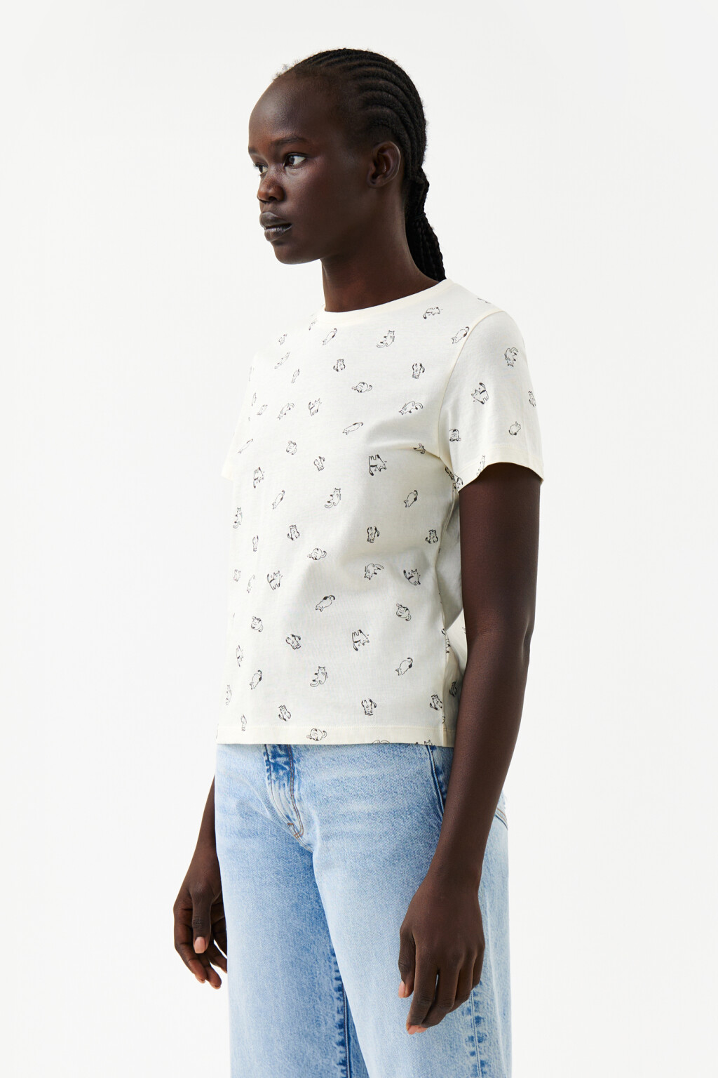 Футболка хлопковая с принтом - цвет белый - 3