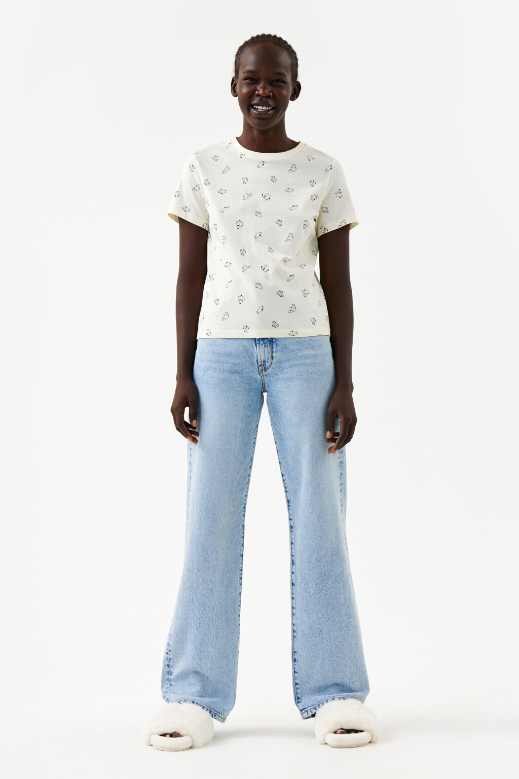 Футболка хлопковая с принтом - цвет белый - 4