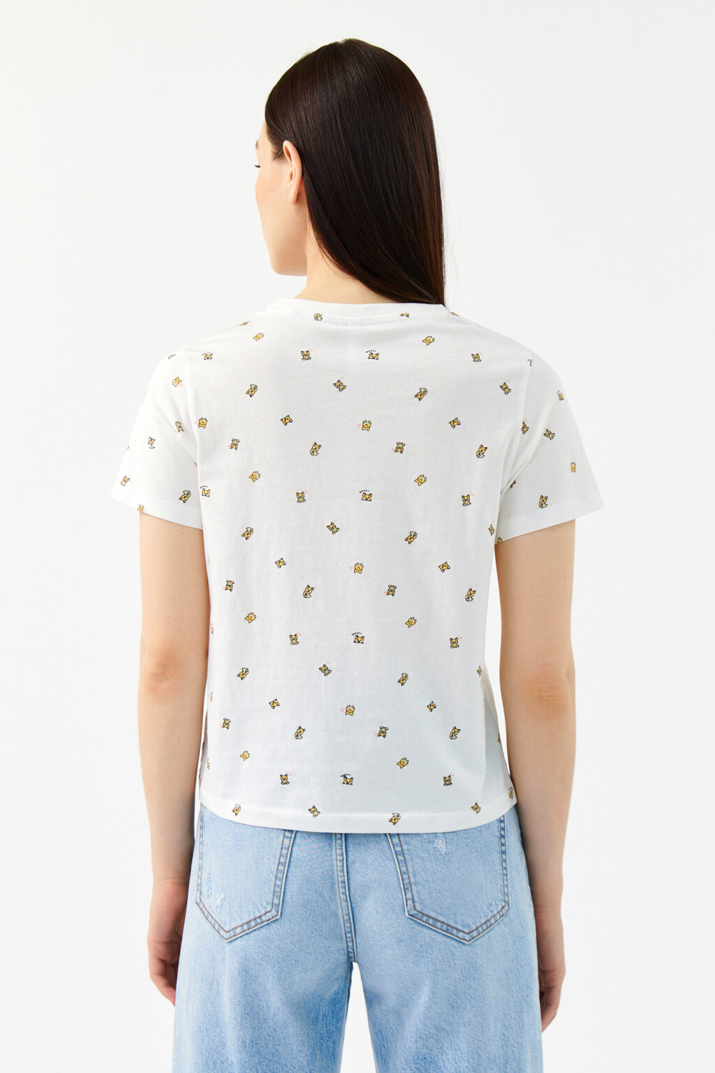 Футболка хлопковая с принтом - цвет белый - 2