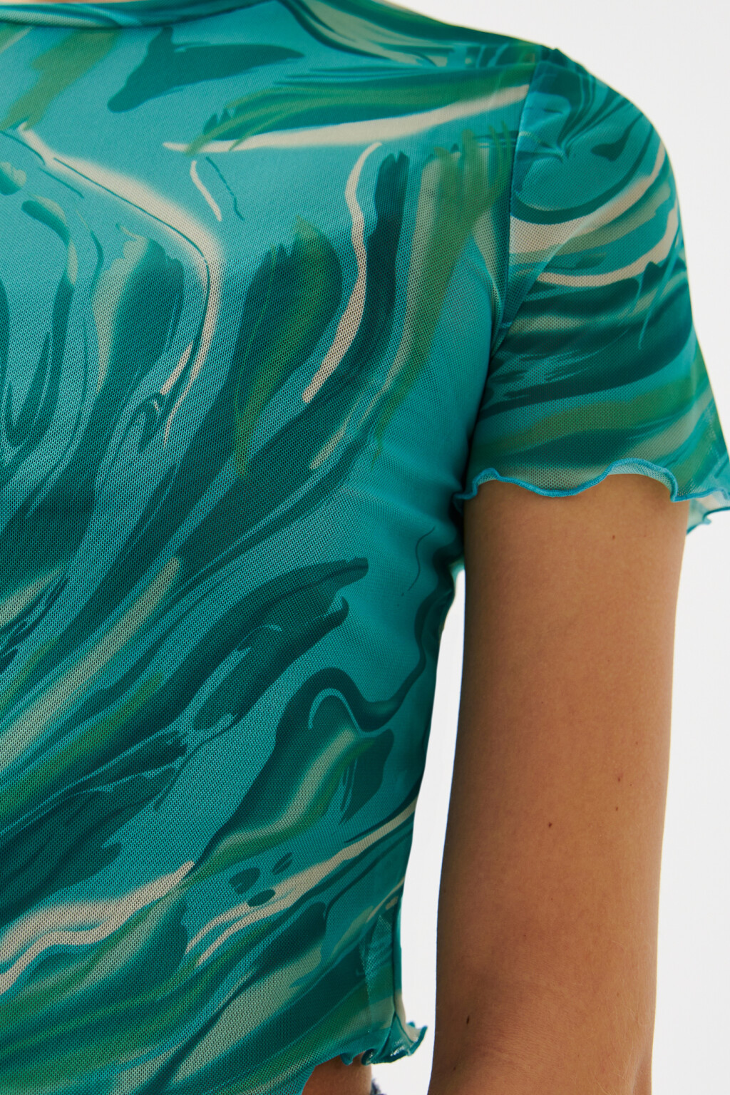 Топ-футболка укороченный с принтом - цвет зеленый - 6