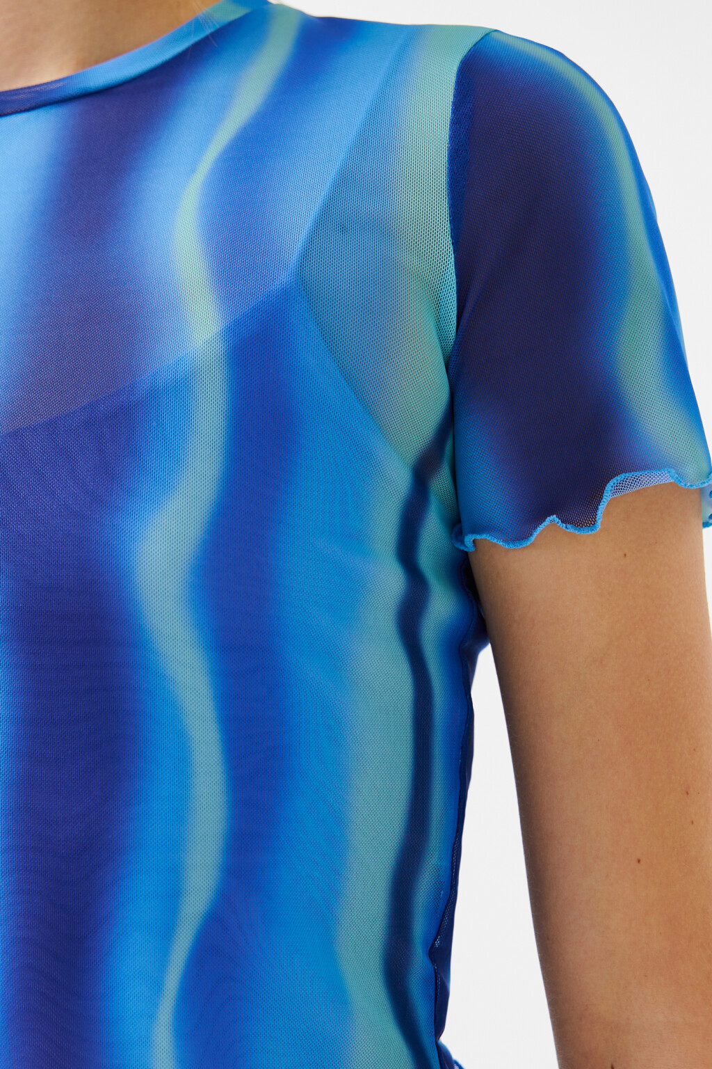 Топ-футболка укороченный с принтом - цвет синий - 6