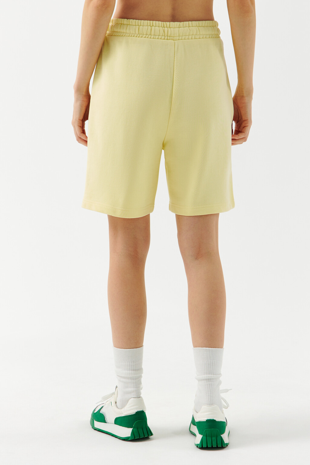 Шорты трикотажные с высокой посадкой - цвет желтый - 2