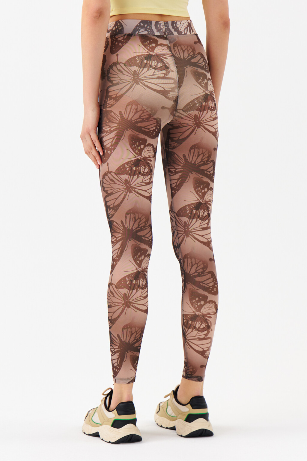 Леггинсы из сетчатой ткани с принтом - цвет бежевый - 2