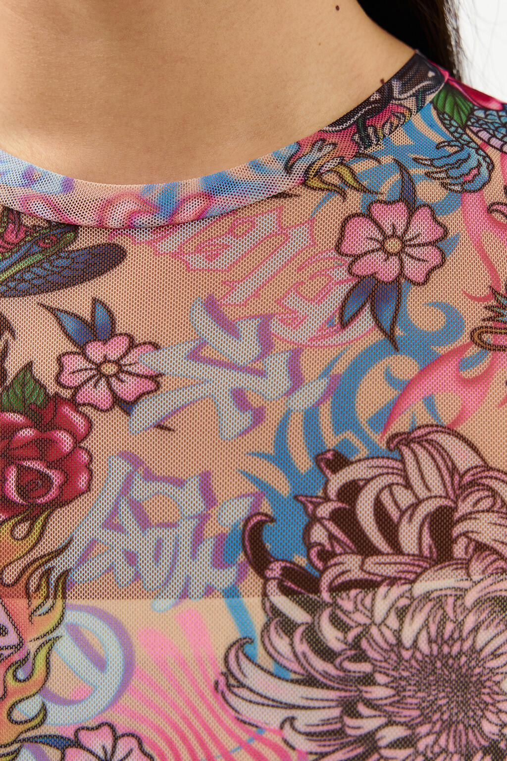 Лонгслив укороченный из сетки - цвет черный - 6