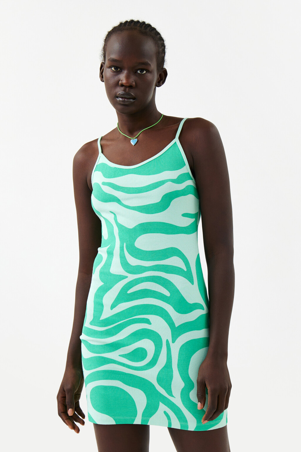 Платье-сарафан на тонких бретелях - цвет зеленый - 1