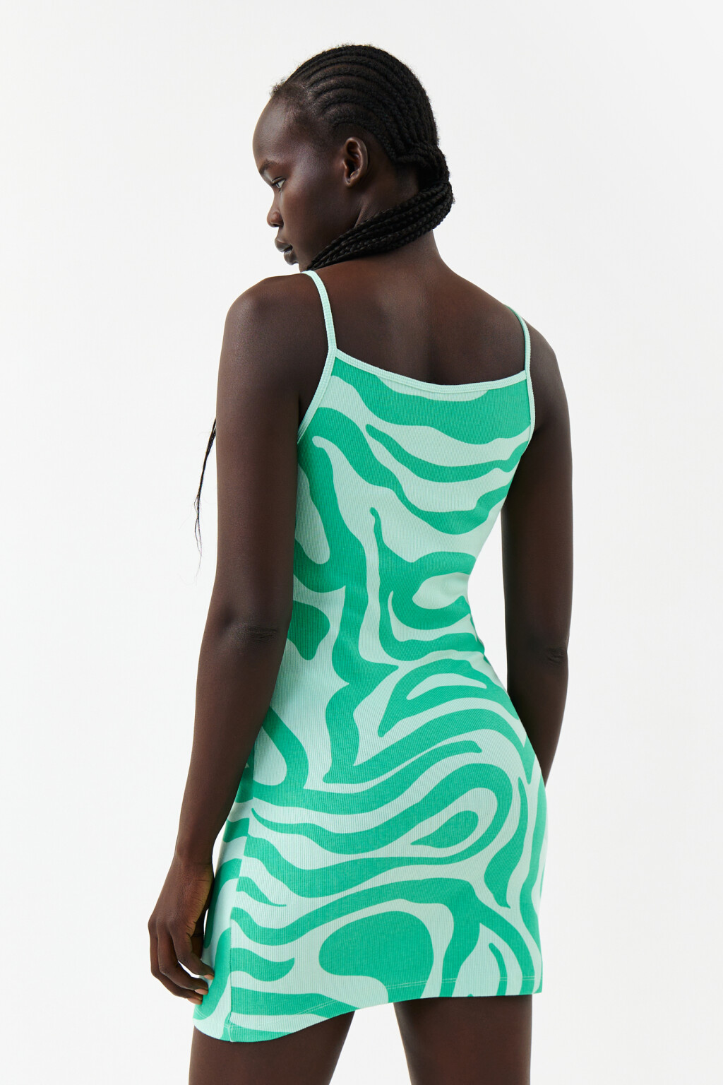 Платье-сарафан на тонких бретелях - цвет зеленый - 2