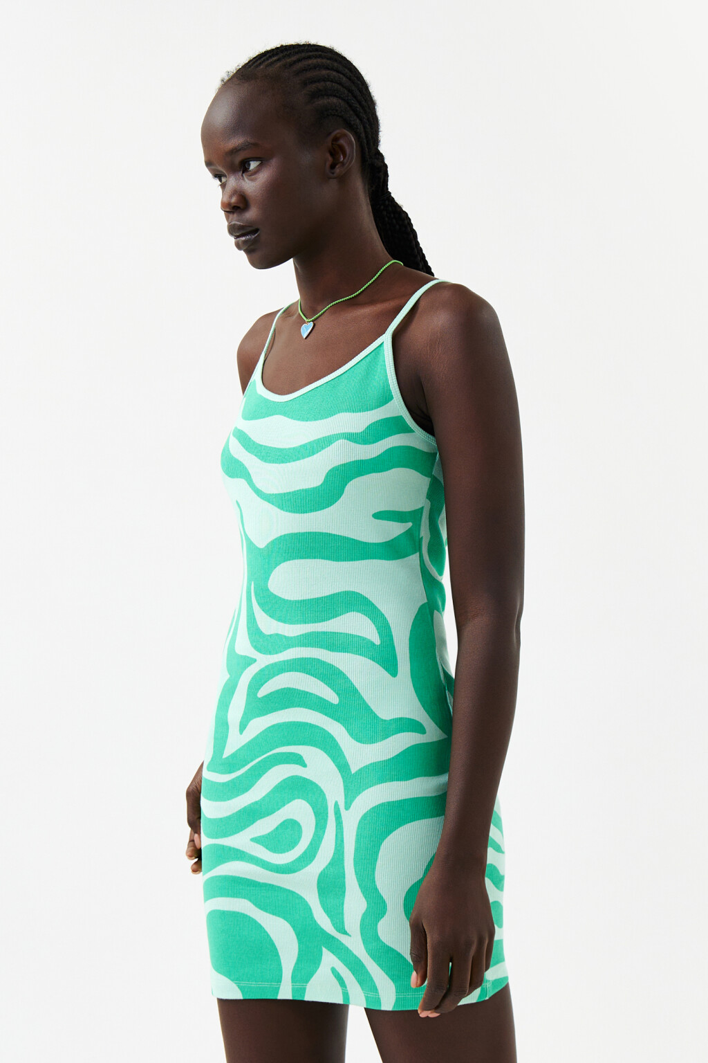 Платье-сарафан на тонких бретелях - цвет зеленый - 3