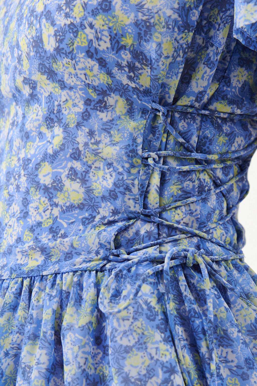 Платье шифоновое с рукавами-крылышками - цвет голубой - 5