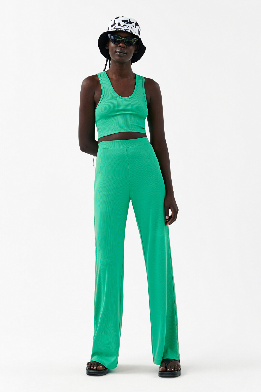 Топ-майка спортивный в рубчик - цвет зеленый - 4