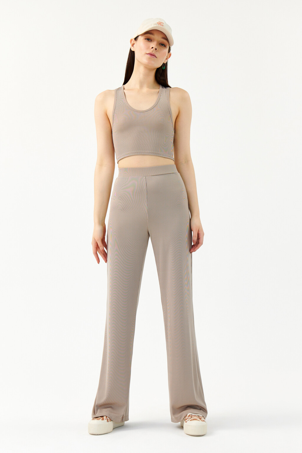 Топ-майка спортивный в рубчик - цвет бежевый - 4