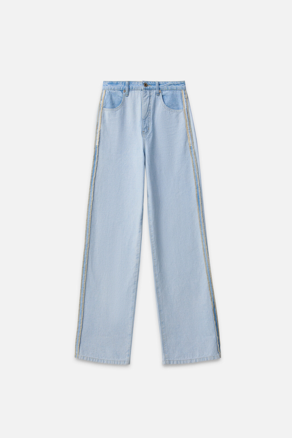 Джинсы wide leg с наружными боковыми швами - цвет голубой - 9