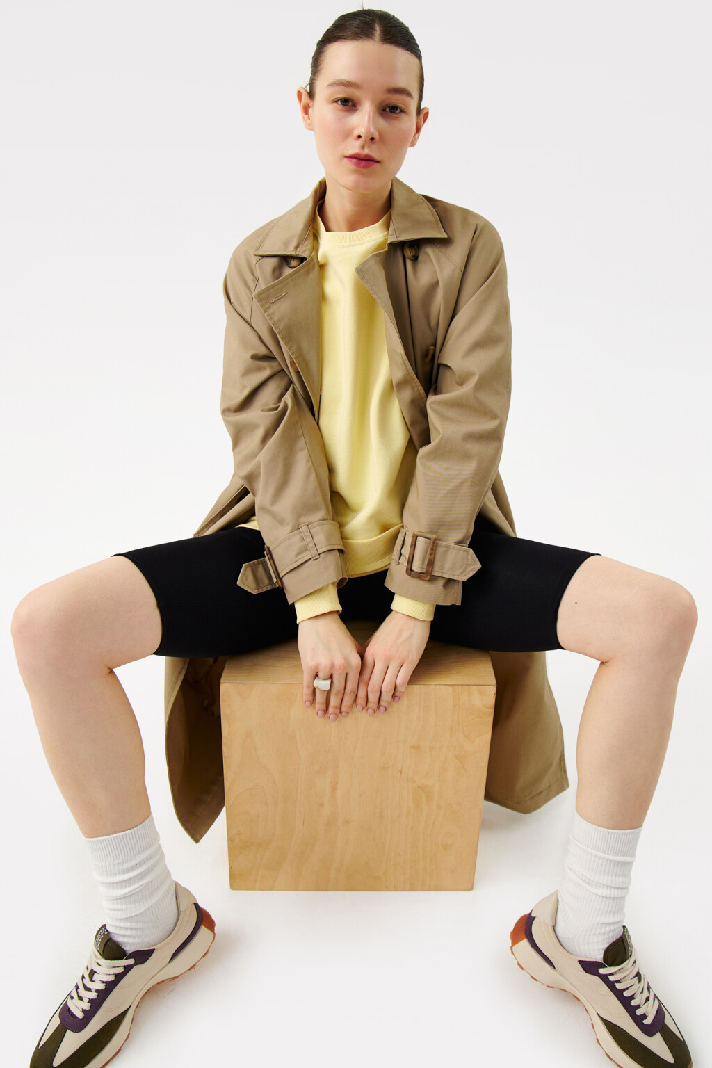 Тренч двубортный с пелериной - цвет зеленый - 10