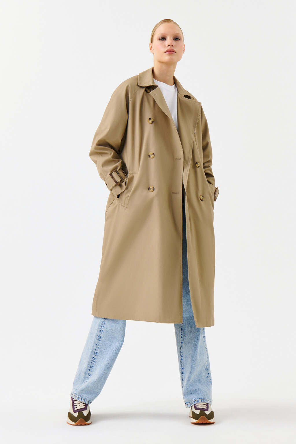 Тренч двубортный с пелериной - цвет зеленый - 4