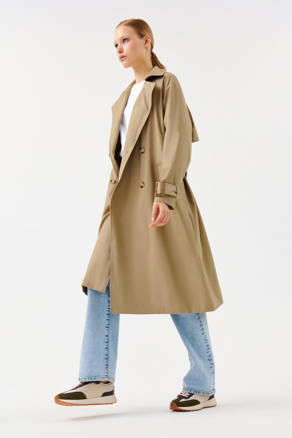 Тренч двубортный с пелериной - цвет зеленый - 9