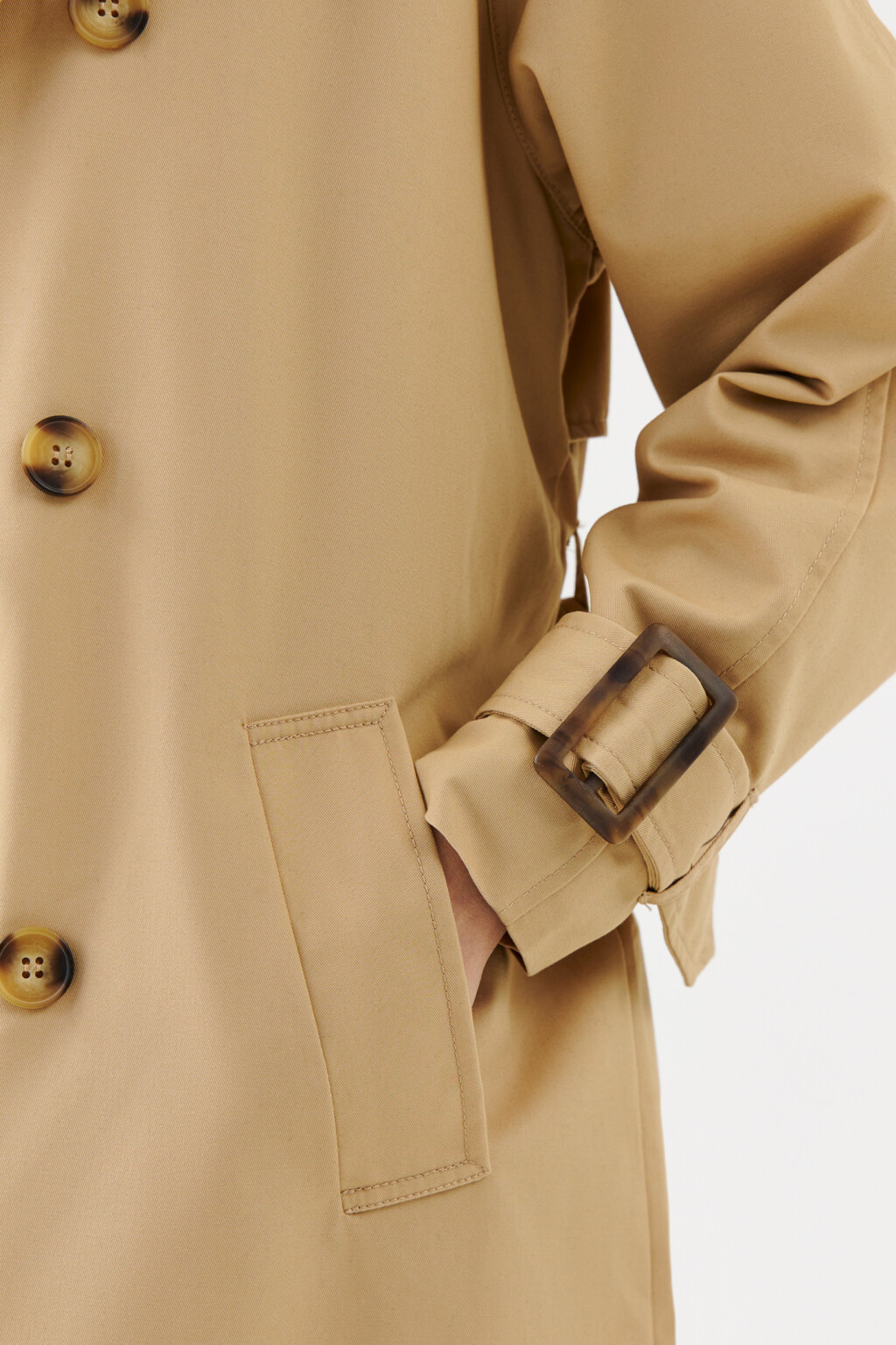 Тренч двубортный с пелериной - цвет бежевый - 6