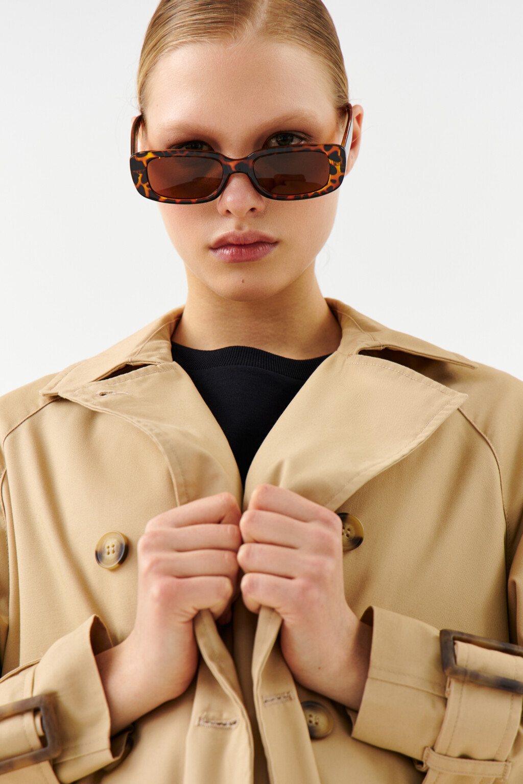 Тренч двубортный с пелериной - цвет бежевый - 10