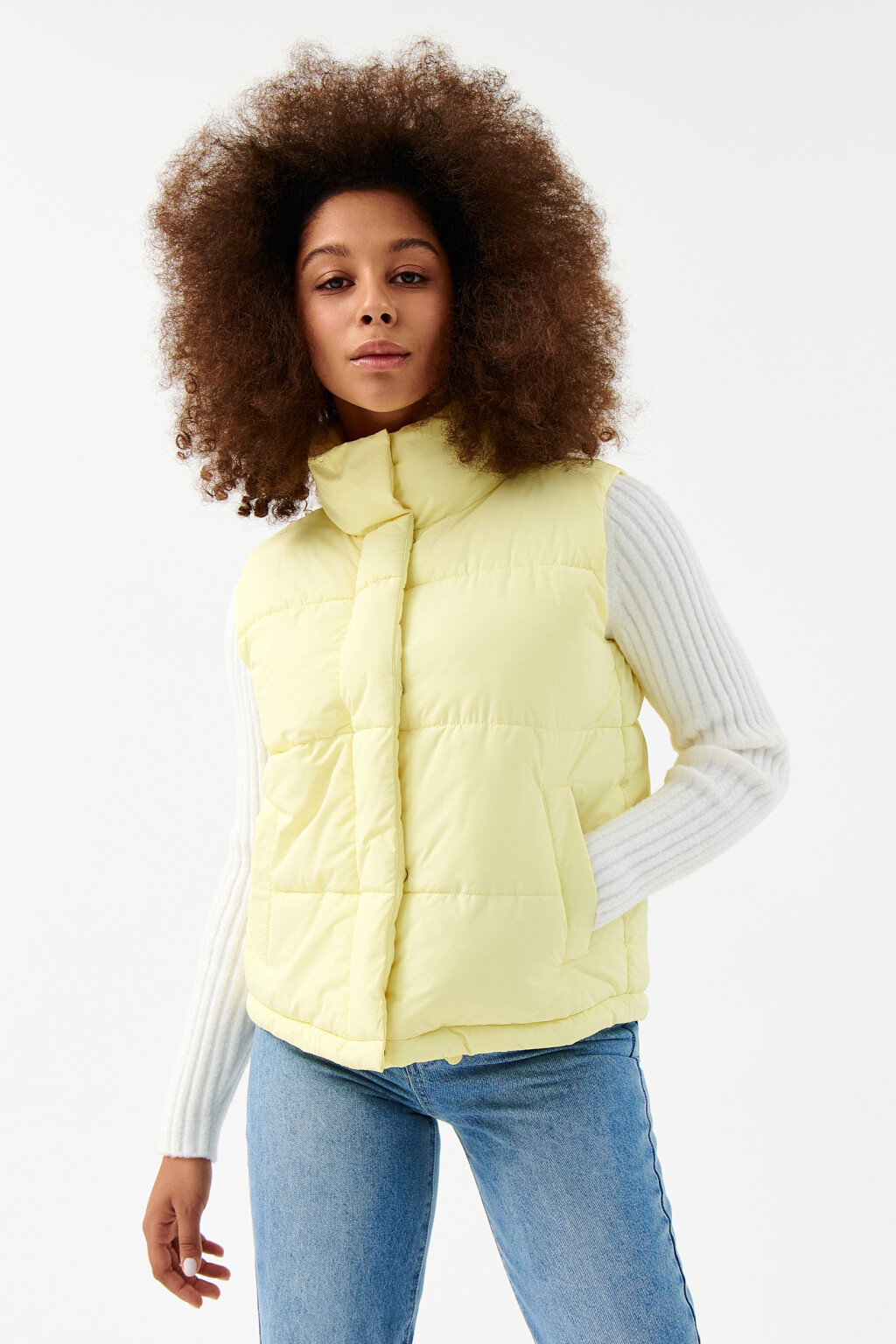 Жилет стеганый утепленный - цвет желтый - 1