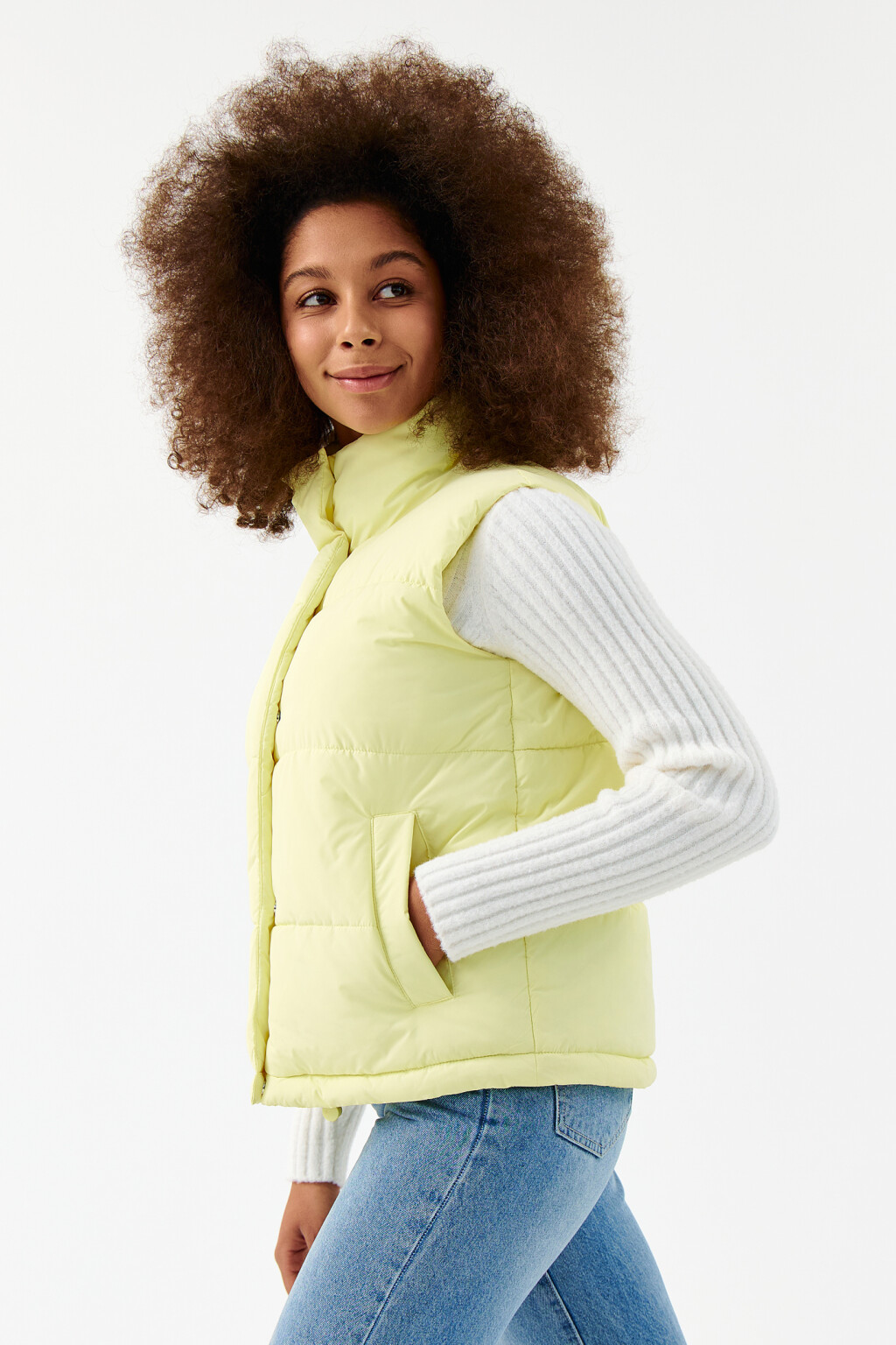 Жилет стеганый утепленный - цвет желтый - 3