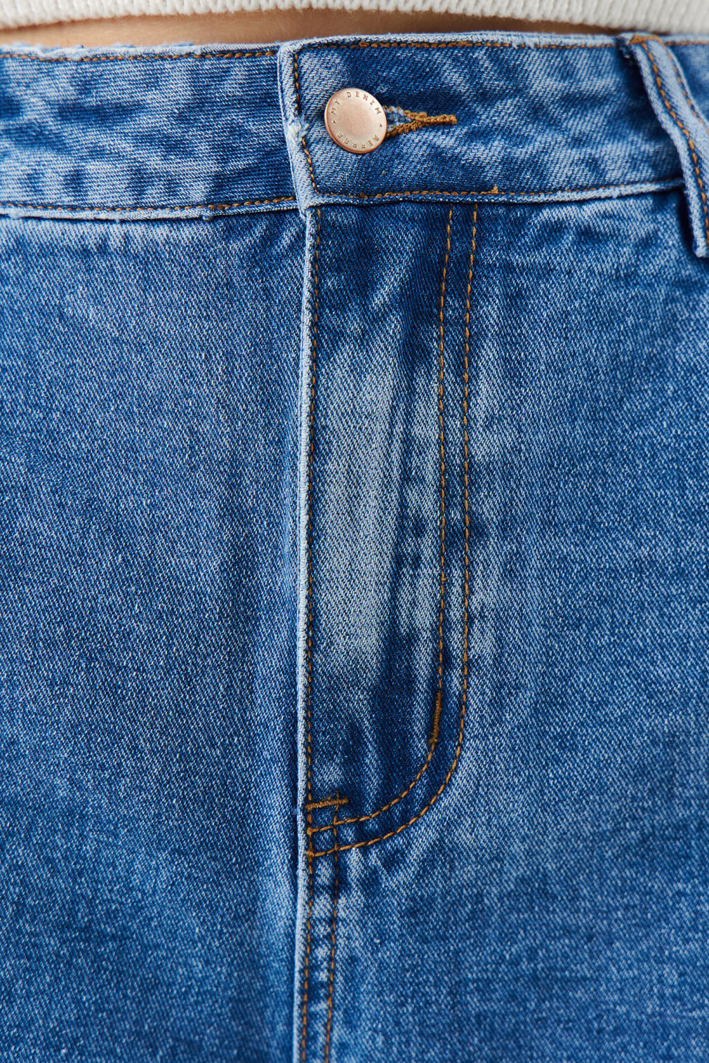 Джинсовые шорты с высокой посадкой - цвет голубой - 5