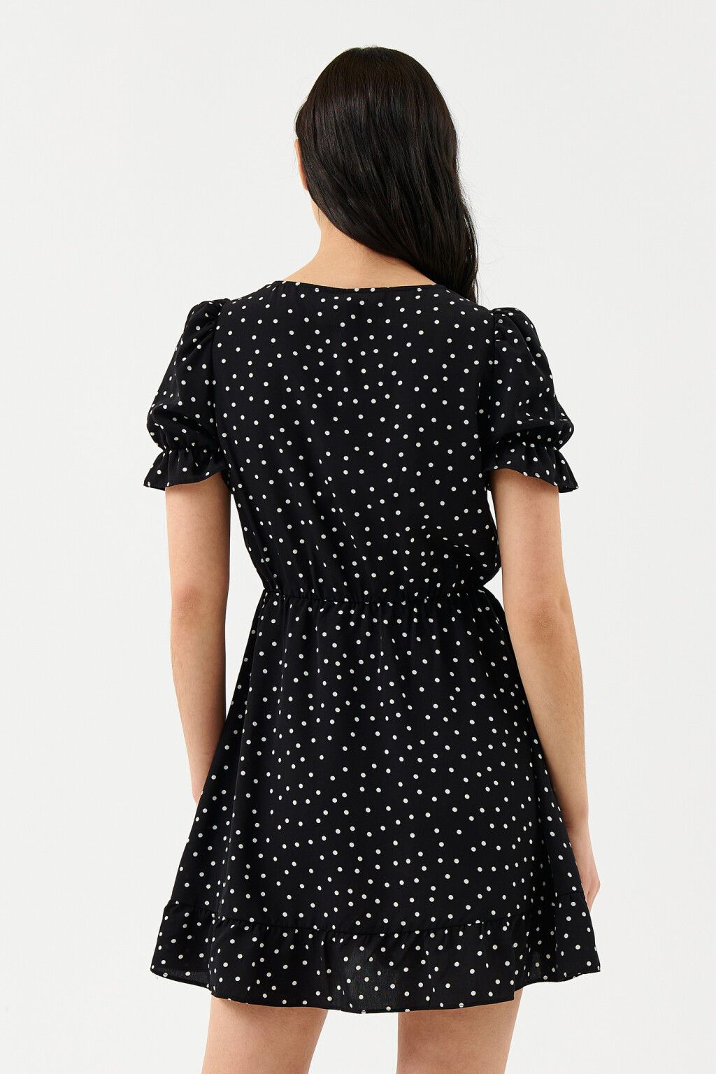 Приталенное платье мини с v-образным вырезом - цвет мультиколор - 2