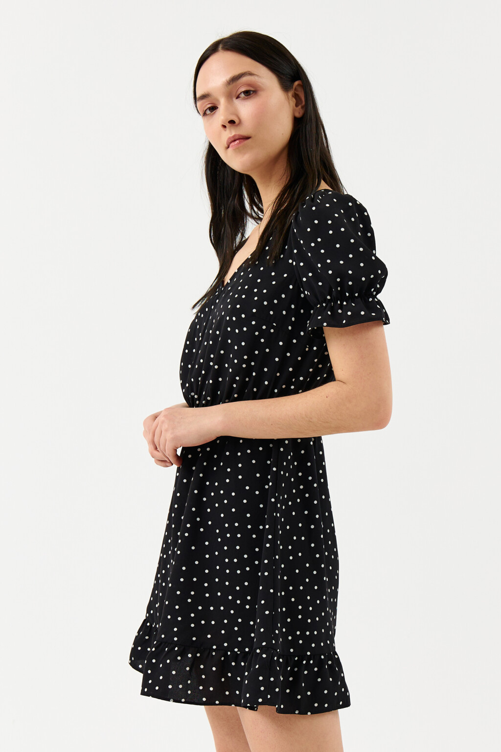 Приталенное платье мини с v-образным вырезом - цвет мультиколор - 3