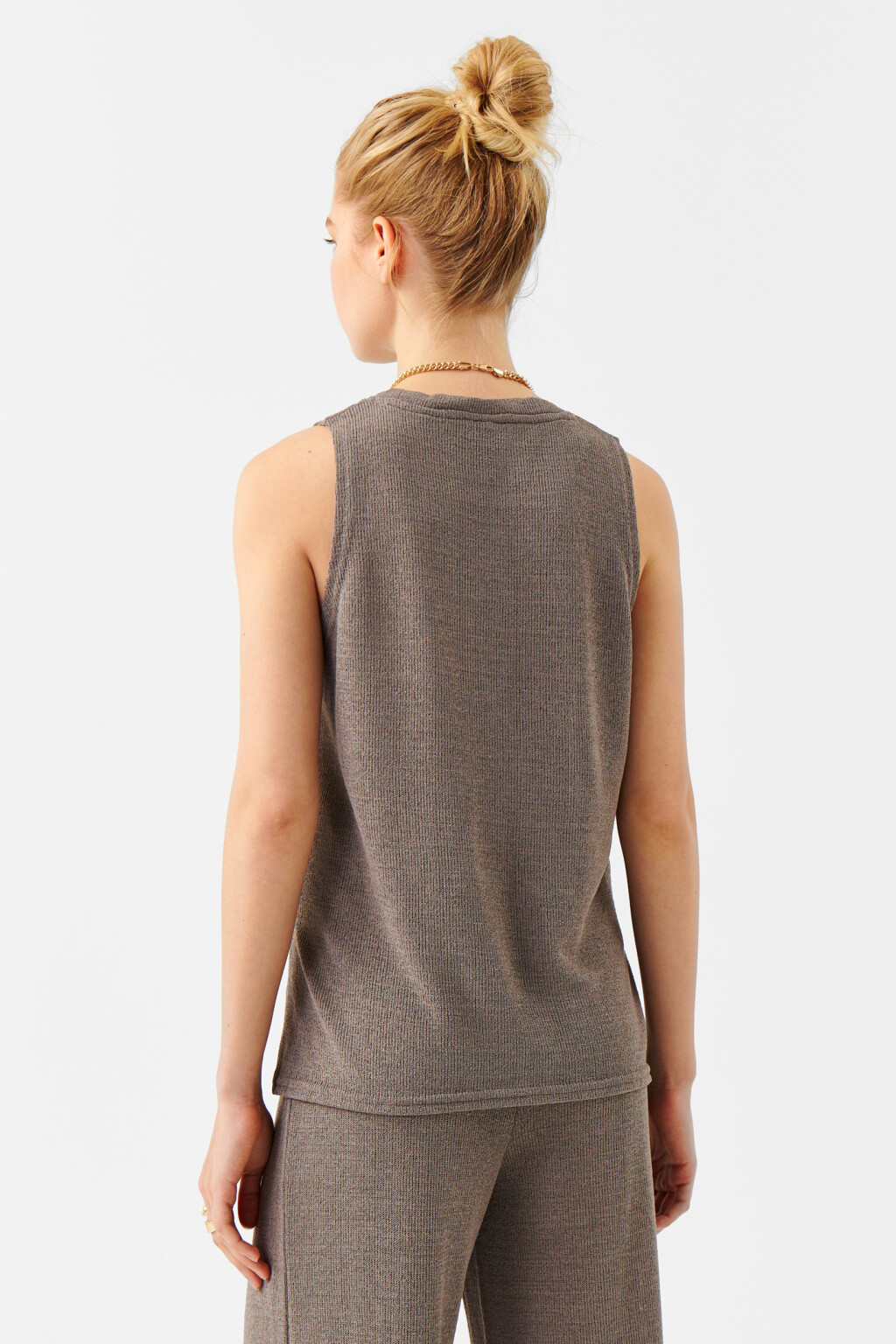 Майка oversize тонкой вязки - цвет коричневый - 3