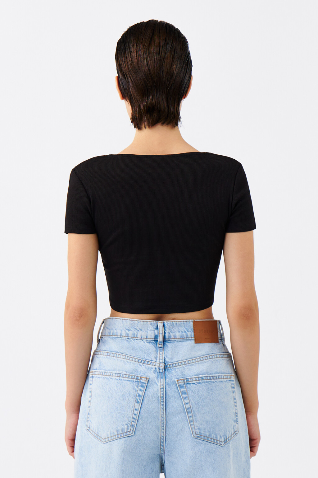 Топ-футболка хлопковый с завязками - цвет черный - 3